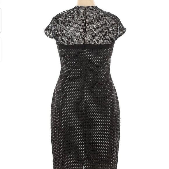 Carmen Marc Valvo Black Lace & Polka Dot Woven Black Tie Dress Old Money Sz 14 - Picture 3 of 6